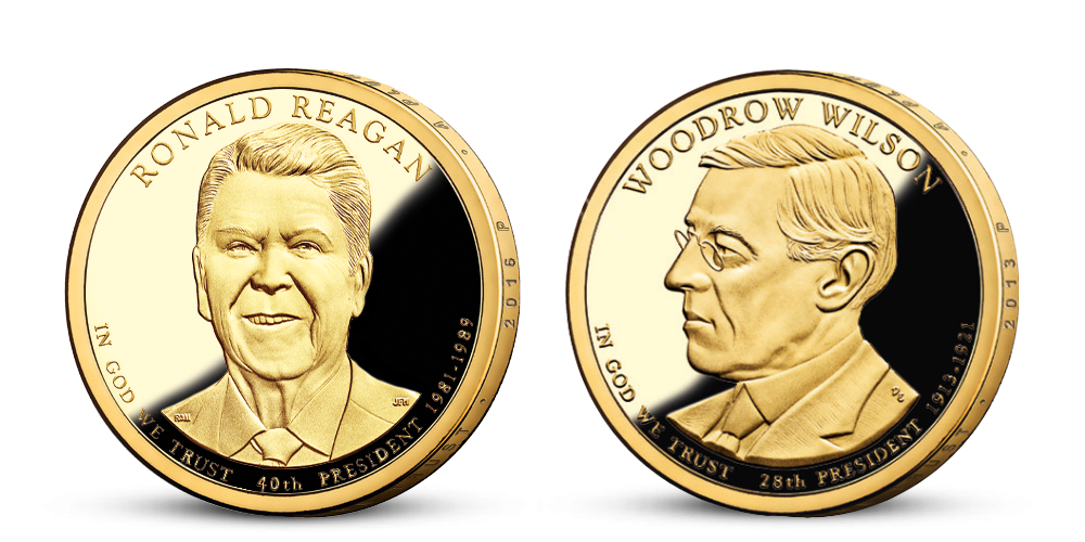 Prezidentské doláre R. Reagan a W. Wilson