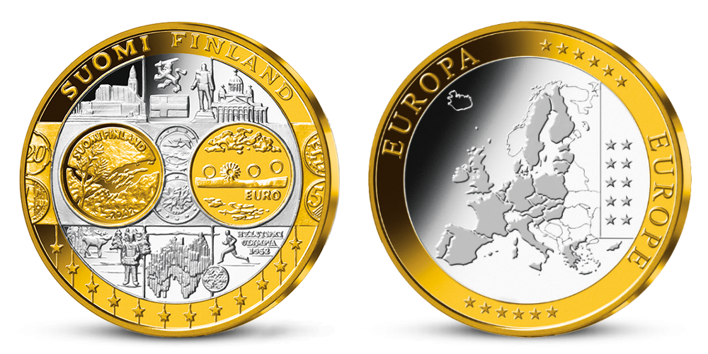 Pamätná medaila Fínsko z kolekcie Prvá spoločná európska mena 