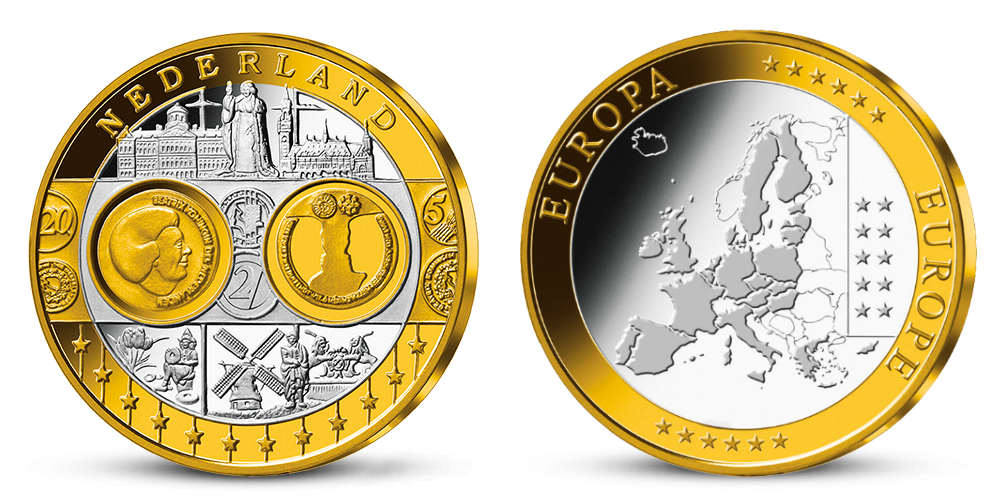 Pamätná medaila Holandsko z kolekcie Prvá spoločná európska mena 