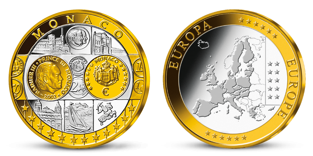 Pamätná medaila Monako z kolekcie Prvá spoločná európska mena 