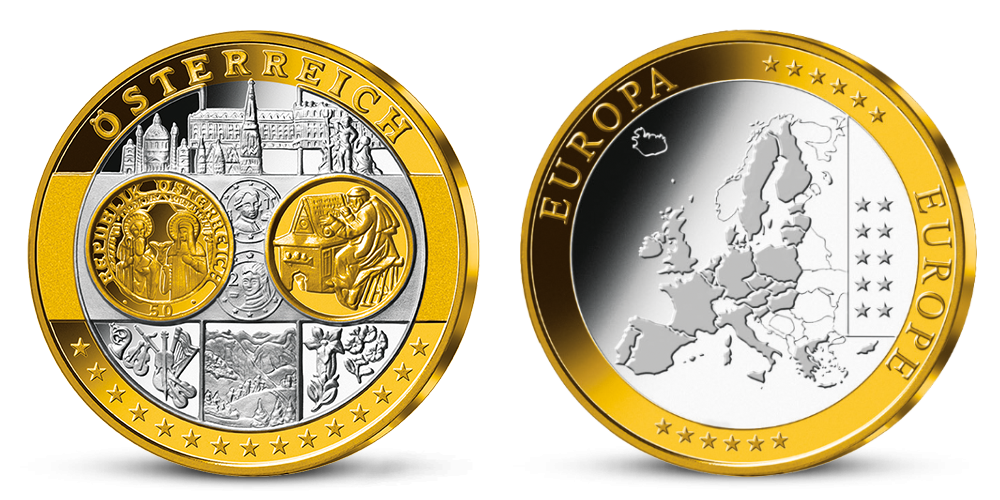 Pamätná medaila Rakúsko z kolekcie Prvá spoločná európska mena 