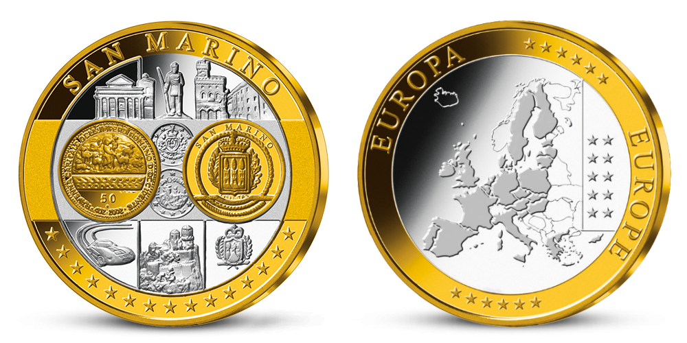 Pamätná medaila San Marino z kolekcie Prvá spoločná európska mena 