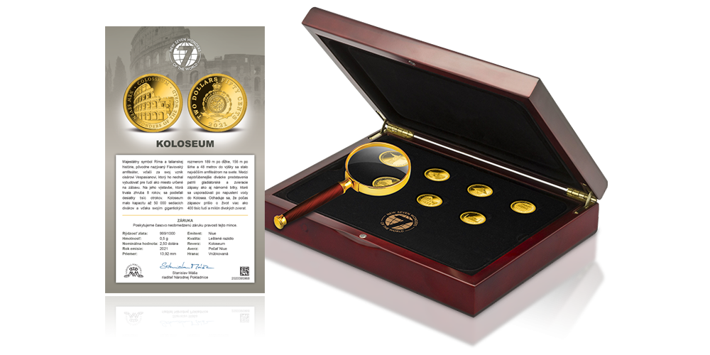  Príslušenstvo zadarmo: numizmatický box, lupa, Osvedčenie o kvalite, Osvedčenie o vlastníctve