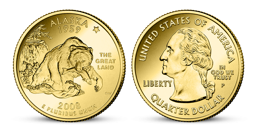 Alaska - originálna minca zušľachtená zlatom