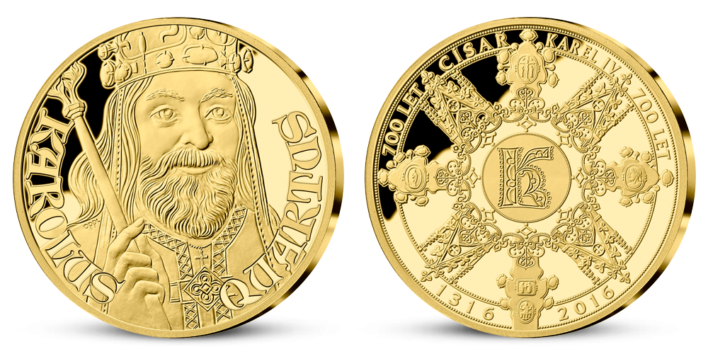  700. Výročie narodenia Karola IV., medaila zo 14-karátového zlata