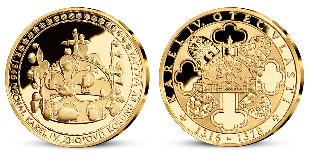  Svätováclavská koruna, medaila plátovaná rýdzim zlatom