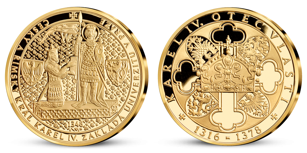  Univerzita Karlova, medaila plátovaná rýdzim zlatom