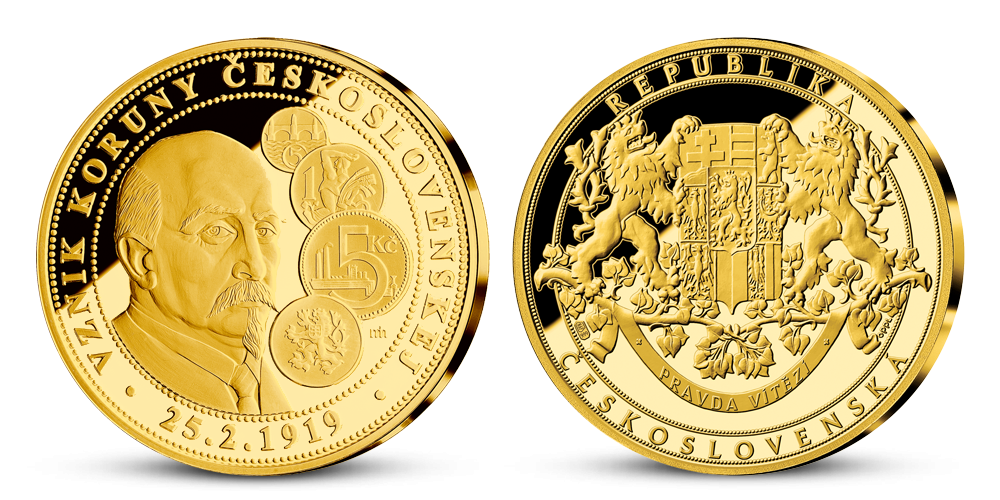 Razba Vznik koruny československej rýdze zlato 999/1000