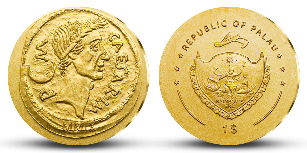 Zlatá minca Julius Caesar