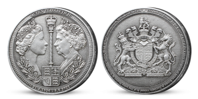 Kráľovná Alžbeta II. na pamätnej medaile