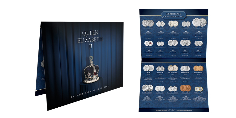 Kráľovná Alžbeta II. - súprava 20 mincí s jej portrétom