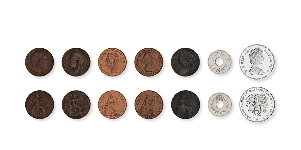 Sada originálnych mincí Kráľovské portréty britských panovníkov