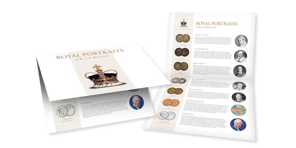 Sada originálnych mincí Kráľovské portréty britských panovníkov
