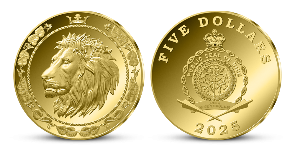 Lev ako symbol sily - minca z rýdzeho zlata 999/1000