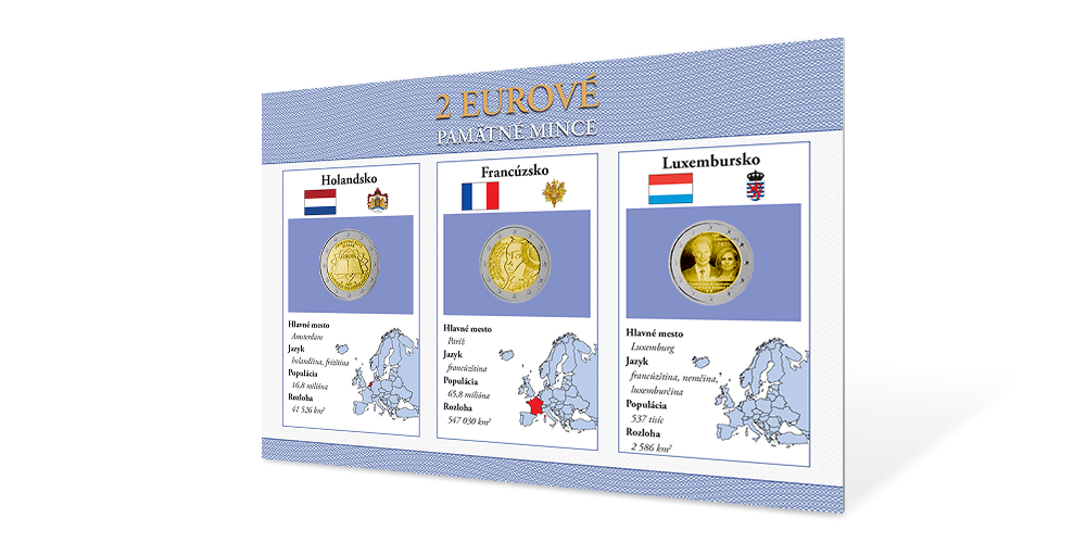 Sada pamätných euromincí - Luxembursko 2015, Francúzsko 2015, Holandsko 2007