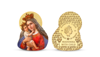 Vianočná minca Madona s dieťatkom zušľachtená rýdzim zlatom