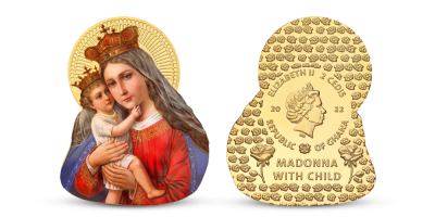 Madona s dieťaťom na pamätnej medaile s vysokým reliéfom, 2022