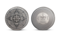 Mandala Kálačakra na minci z rýdzeho striebra