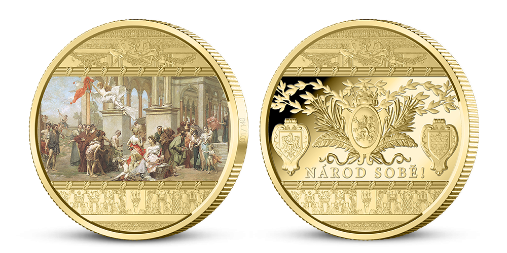Výročná medaila Národné divadlo z 2-oz rýdzeho striebra s kolorovaním a zušľachtením z rýdzeho zlata Výročná medaila Národné divadlo z 2-oz rýdzeho striebra s kolorovaním a zušľachtením z rýdzeho zlata