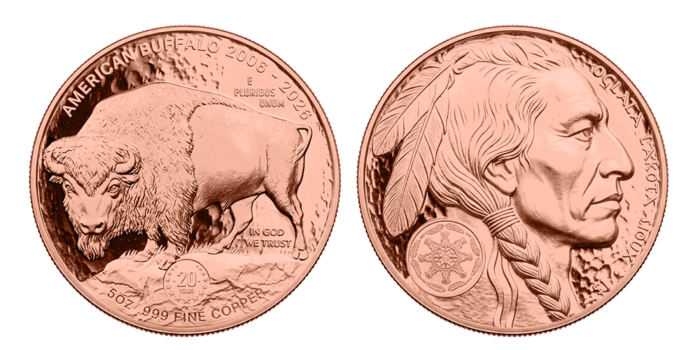 Medená minca k 20. výročiu American Buffalo