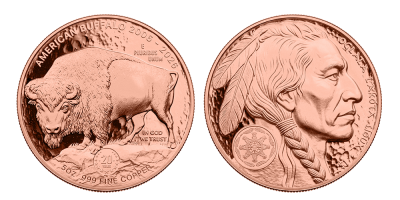 Medená minca k 20. výročiu American Buffalo