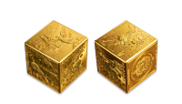 Strieborná minca v tvare kocky zušľachtené rýdzom zlatom 