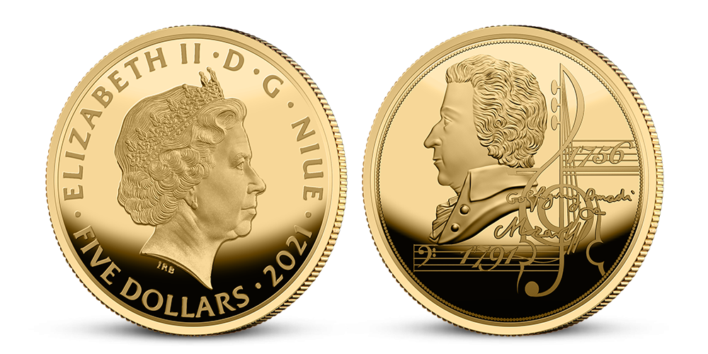 W. A. Mozart na minci z rýdzeho zlata W. A. Mozart na minci z rýdzeho zlata