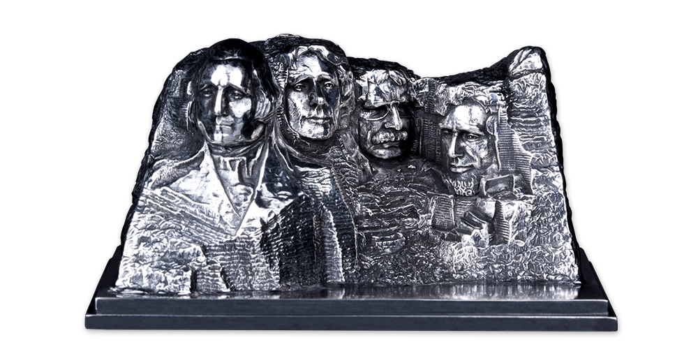 Strieborná minca Mount Rushmore s 3D reliéfom
