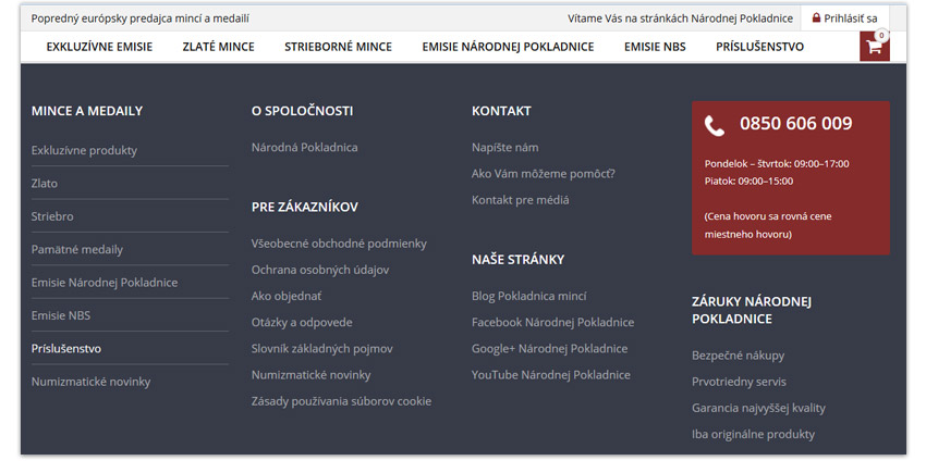 Sekcia Pre zákazníkov Sekcia Pre zákazníkov