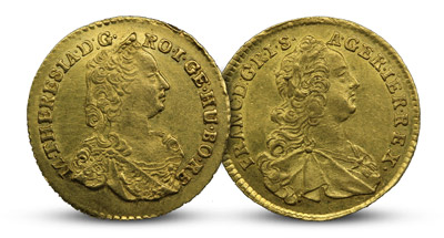 Zlaté dukáty Marie Terézie a Františka Lotrinského