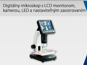 Digitálny mikroskop s LCD monitorom, kamerou, LED a nastaviteľným zaostrovaním