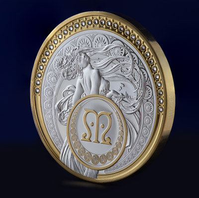 Strieborná medaila Alfons Mucha - Tanec s kryštálmi Swarovski