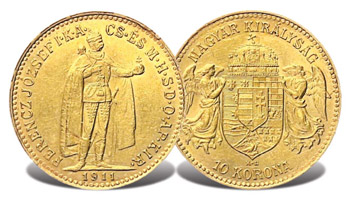 Zlatá desať koruna z roku 1911