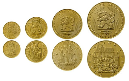 Séria piatich mincí, tzv. karlovských dukátov