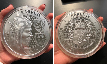 Karol IV. - 1 kg medaila z rýdzeho striebra