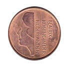 Holandský päťcent, vyobrazujúci Beatrix Holandskú