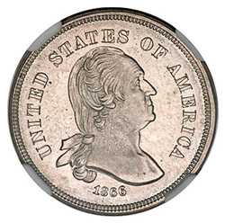 Niklový 5-cent s Georgem Washingtonem, ktorý sa v obehu prvýkrát objavil v roku 1866