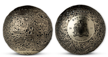 Strieborná minca v tvare planéty Merkúr
