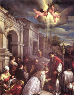 Svätý Valentín krstí sv. Lucillu