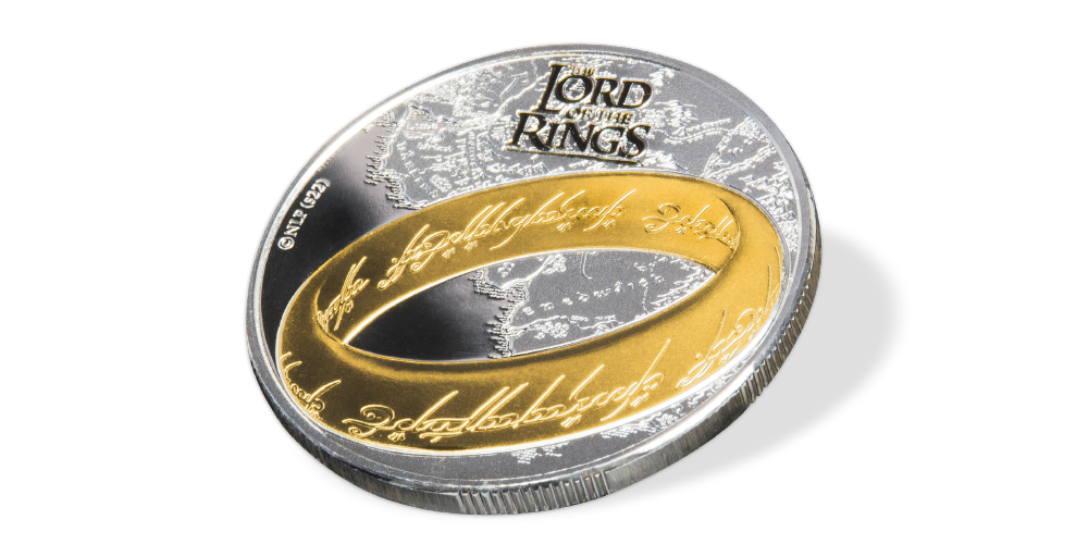 Oficiálna minca Pán prsteňov zušľachtená rýdzim zlatom a rýdzim striebrom