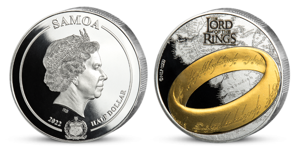 Oficiálna minca Pán prsteňov zušľachtená rýdzim zlatom a rýdzim striebrom