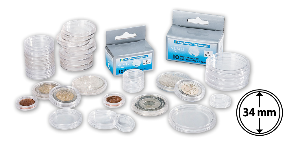 Okrúhle kapsuly CAPS pre mince s priemerom 34 mm Okrúhle kapsuly CAPS pre mince s priemerom 34 mm