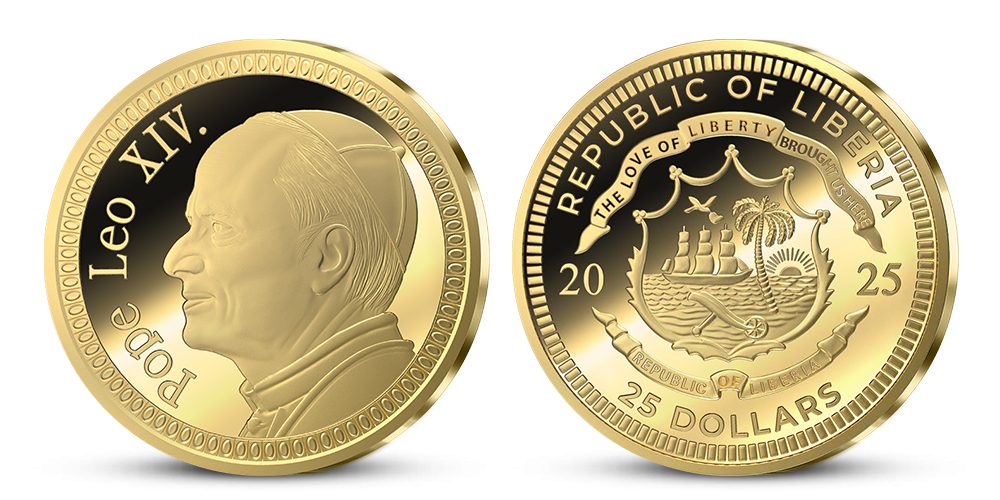 Pápež Lev XIV. - minca z rýdzeho zlata 999/1000