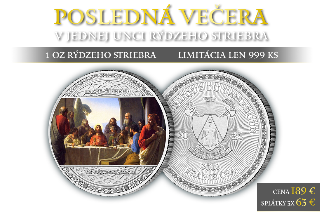 Posledná večera na minci z jednej unce rýdzeho striebra