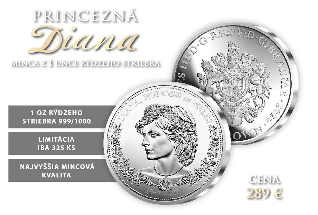 Pam&auml;tn&aacute; minca Princezn&aacute; Diana z r&yacute;dzeho striebra