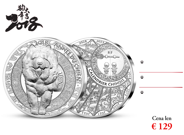 Rok psa 2018 na striebornej minci 