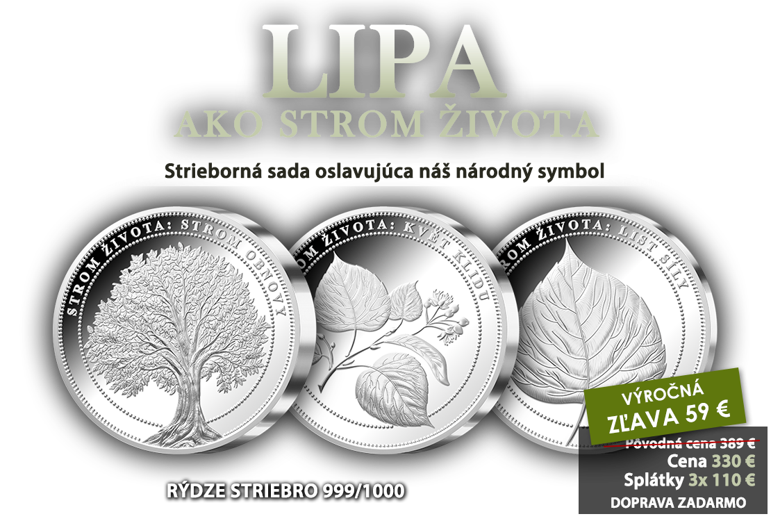 Lipa ako národný symbol v sade strieborných medailí.