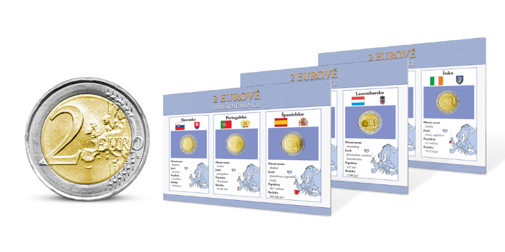 Sada pamätných euromincí - obehové 2-eurové mince