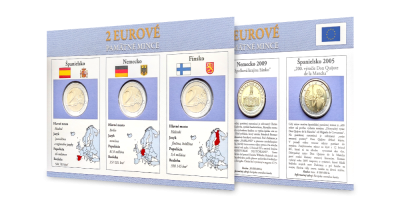Sada pamätných euromincí  - Fínsko 2011, Nemecko 2009, Španielsko 2005 