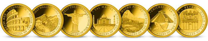Kolekcia 7 nových divov sveta -  minca z rýdzeho zlata 999/1000